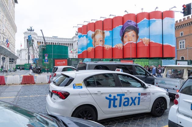 IPA84717931 - Pierpaolo Ferrari s mural titled Future in Sight on the silos at the Venice station construction site of Rome s Line C  Copyright: xMatteoxNardonex xx 84717931