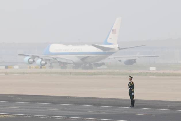BEIJING, CHINA - MAY 15: Air Force One, carrying US President Donald Trump, takes off from Beijing Capital International Airport on May 15, 2026 in Beijing, China. U.S. President Donald Trump leaves Beijing on May 15, 2026, concluding his state visit to China.  Copyright: xChinaxNewsxServicex 111641691706