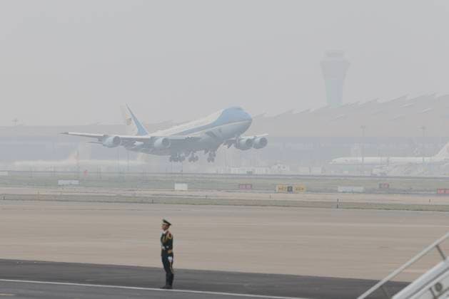 BEIJING, CHINA - MAY 15: Air Force One, carrying US President Donald Trump, takes off from Beijing Capital International Airport on May 15, 2026 in Beijing, China. U.S. President Donald Trump leaves Beijing on May 15, 2026, concluding his state visit to China.  Copyright: xChinaxNewsxServicex 111641691725