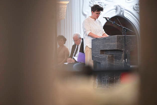 Zentraler Oekumenischer Gottesdienst im Dom St. Kilian auf dem Katholikentag in Wuerzburg. (Foto vom 15.05.2026: Anna-Nicole Heinrich, Praeses der Synode der EKD) Bis Sonntag werden beim 104. Deutschen Katholikentag unter dem biblischen Leitwort Hab Mut, steh auf! mehrere zehntausend Teilnehmende zu insgesamt 900 Veranstaltungen erwartet. Das Treffen soll angesichts von Krieg, Klimawandel, sozialer Spaltung sowie Vertrauenskrisen in Politik und Kirche dazu ermutigen, nach Wegen fuer die Zukunft zu suchen. (Siehe epd-Meldung vom 15.05.2026) EDITORIAL USE ONLY
