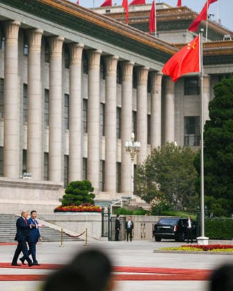 May 14, 2026, Beijing, China: U.S. President DONALD TRUMP with his Chinese counterpart XI JINPING, as they attend a welcome ceremony at the Great Hall of the People in Beijing. Beijing China - ZUMAz03_ 20260514_int_z03_586 Copyright: xWhitexHousexPressxOfficex