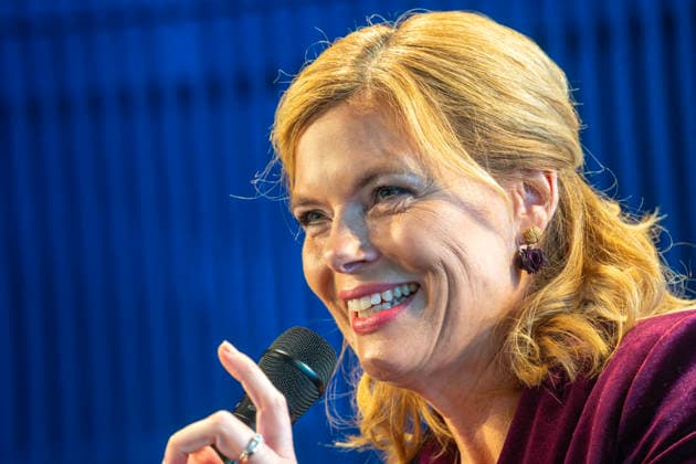 Julia Klöckner, CDU, Bundestagspräsidentin, Veranstaltung beim 104. Deutscher Katholikentag, Würzburg, 15. Mai 2026 Deutschland, Würzburg, 15. Mai 2026, Julia Klöckner, CDU, Bundestagspräsidentin, in der Reihe Frings fragt..., zum Thema: Wie finden sich Kompromisse in einer aufgeheizten Gesellschaft?, Mozartareal, Freitagnachmittag, 104. Deutscher Katholikentag, das Motto des Kirchentags lautet: Hab Mut, steh auf!, katholische Kirche, Demokratie, Bayern