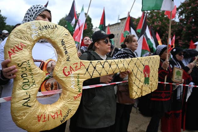 Demonstration held in Berlin to commemorate the 78th anniversary of Nakba BERLIN, GERMANY - MAY 16: Demonstrators gather at Oranienplatz to mark the 78th anniversary of the Nakba in Berlin, Germany on May 16, 2026. Protesters chanted slogans and carried Palestinian flags during the commemoration rally. Halil Sagirkaya Anadolu Berlin Germany. Editorial use only. Please get in touch for any other usage.  Copyright: x2026xAnadoluxHalilxSagirkayax