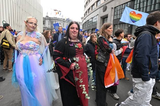 Brussels Pride Celebrates 30 Years BRUSSELS, BELGIUM - MAY 16: The Pride march walks through the streets of the capital.This year marks the 30th anniversary of Pride in Brussels. Thirty years of struggle, pride and visibility for the LGBTQIA+ community. The theme chosen for 2026 reflects the challenges of a world in turmoil: When Times Get Darker, We Shine Brighter. A powerful and unifying message, more necessary than ever in a troubled international context where the rights of the LGBTQIA+ community are under constant threat.on May 16, 2026 in Brussels, Belgium, 16 05 2026 Brussels Belgium  Copyright: xBertxVanxDenxBrouckex