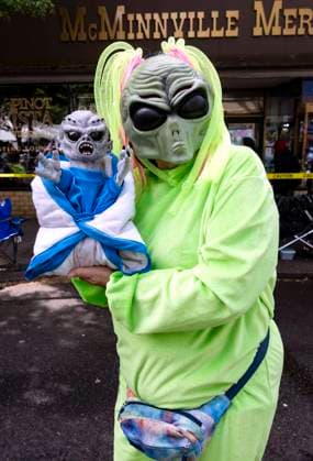 May 16,, 2026 - McMinnville, Oregon, USA - The 26th Annual McMenamins Hotel Oregon UFO Fest commemorates the purported 1950 sighting of a UFO by McMinnville farmer Paul Trent, who made several photos of a disc-shaped object hovering over his land. Mcminnville USA  - ZUMAce6_ 20260516_zaf_ce6_010 Copyright: xBrianxCahnx