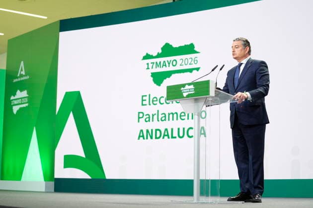 Elections Andalusia 2026 The Minister of Health, Presidency and Emergencies of the Junta de Andalucía, Antonio Sanz appears at the Data Dissemination Center of the 17M elections in the Pabellón de la Navegación A May 17, 2026 in Seville, Andalusia Spain This Sunday, May 17, more than 6,8 million Andalusians are called to the polls to elect the 109 deputies who will make up the Parliament of Andalusia during the XIII Legislature The number of voters represents an increase of 2.5 with respect to the census of the last regional elections held in June 2022 17 MAY 2026 Joaquí Seville, Andalusia Seville, Andalusia Espana  Copyright: xJoaquinxCorcherox 7528766