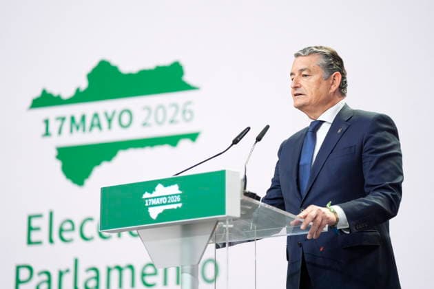 Elections Andalusia 2026 The Minister of Health, Presidency and Emergencies of the Junta de Andalucía, Antonio Sanz appears at the Data Dissemination Center of the 17M elections in the Pabellón de la Navegación A May 17, 2026 in Seville, Andalusia Spain This Sunday, May 17, more than 6,8 million Andalusians are called to the polls to elect the 109 deputies who will make up the Parliament of Andalusia during the XIII Legislature The number of voters represents an increase of 2.5 with respect to the census of the last regional elections held in June 2022 17 MAY 2026 Joaquí Seville, Andalusia Seville, Andalusia Espana  Copyright: xJoaquinxCorcherox 7528767