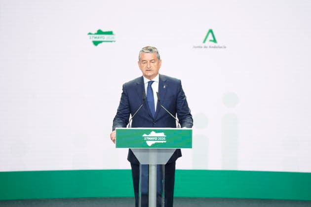 Elections Andalusia 2026 The Minister of Health, Presidency and Emergencies of the Junta de Andalucía, Antonio Sanz appears at the Data Dissemination Center of the 17M elections in the Pabellón de la Navegación A May 17, 2026 in Seville, Andalusia Spain This Sunday, May 17, more than 6,8 million Andalusians are called to the polls to elect the 109 deputies who will make up the Parliament of Andalusia during the XIII Legislature The number of voters represents an increase of 2.5 with respect to the census of the last regional elections held in June 2022 17 MAY 2026 Joaquí Seville, Andalusia Seville, Andalusia Espana  Copyright: xJoaquinxCorcherox 7528769