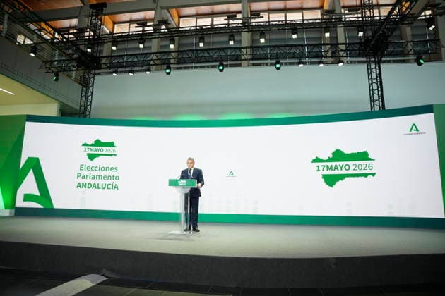 Elections Andalusia 2026 The Minister of Health, Presidency and Emergencies of the Junta de Andalucía, Antonio Sanz appears at the Data Dissemination Center of the 17M elections in the Pabellón de la Navegación A May 17, 2026 in Seville, Andalusia Spain This Sunday, May 17, more than 6,8 million Andalusians are called to the polls to elect the 109 deputies who will make up the Parliament of Andalusia during the XIII Legislature The number of voters represents an increase of 2.5 with respect to the census of the last regional elections held in June 2022 17 MAY 2026 Joaquí Seville, Andalusia Seville, Andalusia Espana  Copyright: xJoaquinxCorcherox 7528770