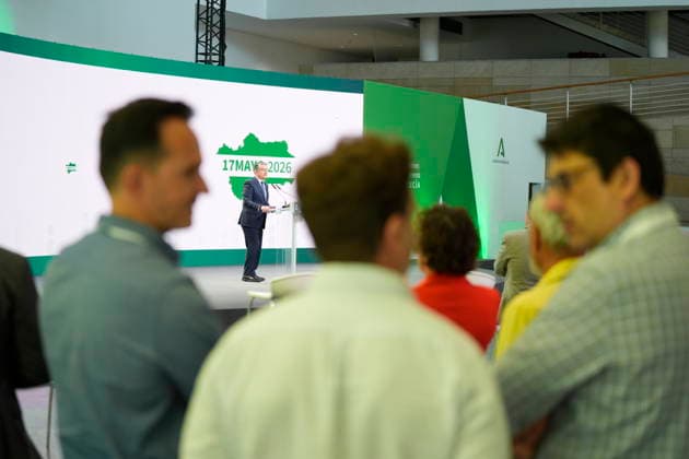 Elections Andalusia 2026 The Minister of Health, Presidency and Emergencies of the Junta de Andalucía, Antonio Sanz appears to report at the Data Dissemination Center of the 17M elections in the Navigation Pavilion A 17 May 2026 in Seville, Andalusia Spain This Sunday, May 17, more than 6,8 million Andalusians are called to the polls to elect the 109 deputies who will make up the Parliament of Andalusia during the XIII Legislature The number of voters represents an increase of 2.5 with respect to the census of the last autonomic elections held in June 2022 17 MAY 2026 Joaquí Seville, Andalusia Seville, Andalusia Spain  Copyright: xJoaquinxCorcherox 7529098