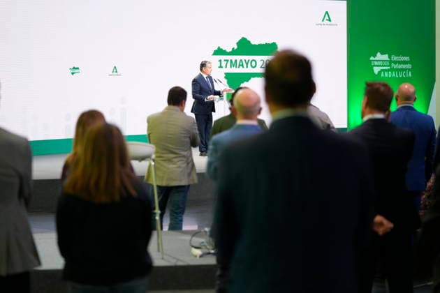 Elections Andalusia 2026 The Minister of Health, Presidency and Emergencies of the Junta de Andalucía, Antonio Sanz appears to report at the Data Dissemination Center of the 17M elections in the Navigation Pavilion A 17 May 2026 in Seville, Andalusia Spain This Sunday, May 17, more than 6,8 million Andalusians are called to the polls to elect the 109 deputies who will make up the Parliament of Andalusia during the XIII Legislature The number of voters represents an increase of 2.5 with respect to the census of the last autonomic elections held in June 2022 17 MAY 2026 Joaquí Seville, Andalusia Seville, Andalusia Spain  Copyright: xJoaquinxCorcherox 7529099