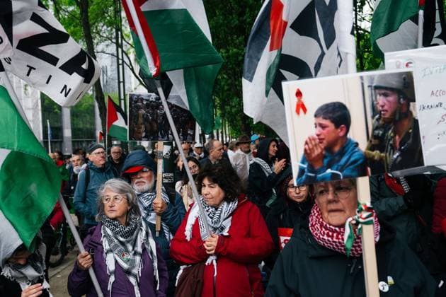 National demonstration organized by several civil society organizations in solidarity with the Palestinian people, Sunday 17 May 2026, in Brussels. MARIUS BURGELMAN  MariusxBurgelman 174149605