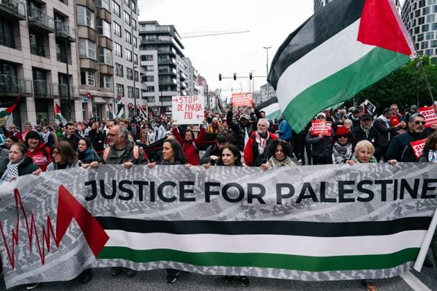 National demonstration organized by several civil society organizations in solidarity with the Palestinian people, Sunday 17 May 2026, in Brussels. MARIUS BURGELMAN  MariusxBurgelman 174152174