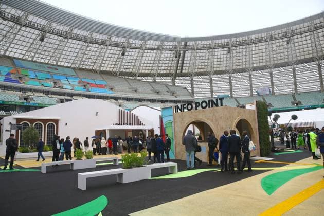 13th World Urban Forum in Baku BAKU, AZERBAIJAN - MAY 17: Visitors walk through the venue of the 13th World Urban Forum, organized by the United Nations Human Settlements Programme, in Baku, Azerbaijan, on May 17, 2026. Resul Rehimov Anadolu Baku Azerbaijan. Editorial use only. Please get in touch for any other usage.  Copyright: x2026xAnadoluxResulxRehimovx