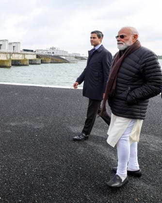 PM Modi visits Afsluitdijk dam Netherlands, May 17 (ANI): Prime Minister Narendra Modi along with Prime Minister of the Netherlands, Rob Jetten, visits Afsluitdijk dam, on Sunday. (DPR PMO ANI Photo) Netherlands Copyright: xANIx ANI_20260517186