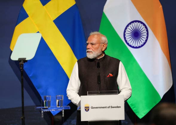 GOTHENBURG, SWEDEN 20260517 Indias Prime Minister Narendra Modi during a press conference at the World of Volvo in Gothenburg, Sweden, Sunday, May 17, 2026 GOTHENBURG, SWEDEN x9200x  Copyright: xAdamxIhse TTx MODI I GÖTEBORG PoVdAtNFel4