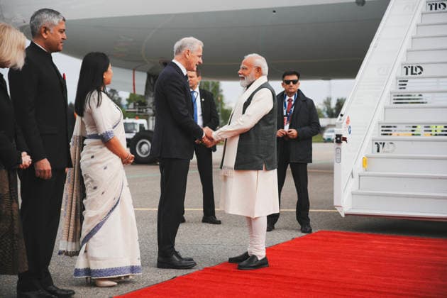 Indian Prime Minister Narendra Modi visits Norway Gardermoen 20260518. Norwegian Prime Minister Jonas Gahr Store welcomes Indian Prime Minister Narendra Modi at Gardermoen airport on Monday morning. Photo: Stian Lysberg Solum NTB POOL Gardermoen Norway TH7Ob6IJ-fc EDITORIAL USE ONLY Ref:_BNC_POLTH7Ob6IJ-fc.jpg Copyright: xStianxLysbergxSolumx xNTBx