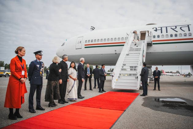Indias statsminister Narendra Modi besoker Norge Gardermoen 20260518. Statsminister Jonas Gahr Store tar imot Indias statsminister Narendra Modi pa GA-terminalen pa Gardermoen. Foto: Stian Lysberg Solum NTB POOL Gardermoen Norge twJMiiZXN0g EDITORIAL USE ONLY Ref:_BNC_POLtwJMiiZXN0g.jpg Copyright: xStianxLysbergxSolumx xNTBx
