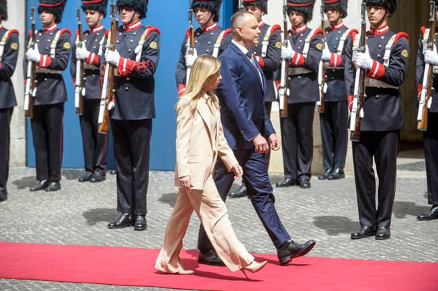 IPA84820636 - Rome Palazzo Chigi The Prime Minister receives the president of Poland in the photo Giorgia Meloni Karol Tadeusz Nawrocki  Copyright: xSTEFANOxCAROFEIx xSTEFANOxCAROFEIx xFOTOGRAMMAx 84820636