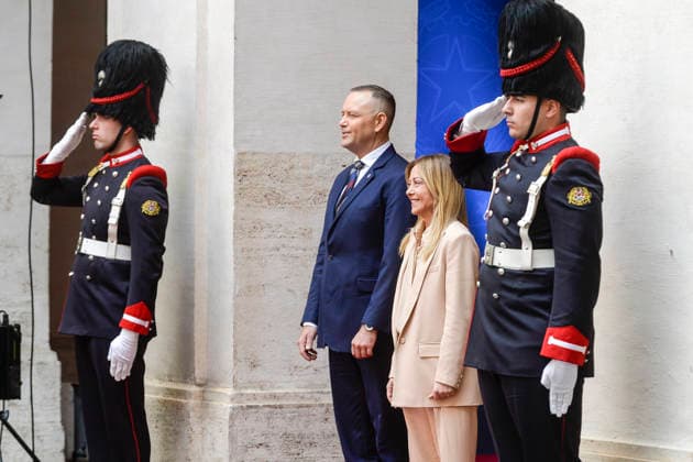IPA84820639 - Rome Palazzo Chigi The Prime Minister receives the president of Poland in the photo Giorgia Meloni Karol Tadeusz Nawrocki  Copyright: xSTEFANOxCAROFEIx xSTEFANOxCAROFEIx xFOTOGRAMMAx 84820639