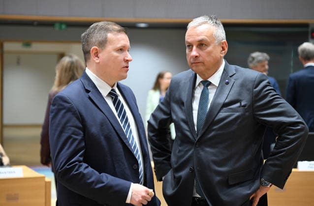 European Union (EU) Foreign Affairs Council (Development) meeting in Brussels BRUSSELS, BELGIUM - MAY 18: European Commissioner for International Partnerships Jozef Sikela, and Finland s Minister of Foreign Trade and Development Ville Taviol attend the European Union (EU) Foreign Affairs Council (Development) meeting in Brussels, Belgium on May 18, 2026. Dursun Aydemir Anadolu Brussels Belgium. Editorial use only. Please get in touch for any other usage.  Copyright: x2026xAnadoluxDursunxAydemirx
