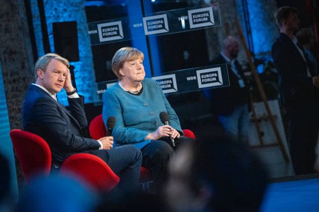 Bundeskanzlerin a.D. Angela Merkel beim WDR Europaforum im Rahmen der re:publica 2026, im Gespräch mit Markus Preiß, Studioleiter und Chefredakteur Fernsehen, ARD‘Hauptstadtstudio;Digitalkonferenz re:publica 2026 in Berlin, Berlin Berlin Deutschland Eventlocation STATION