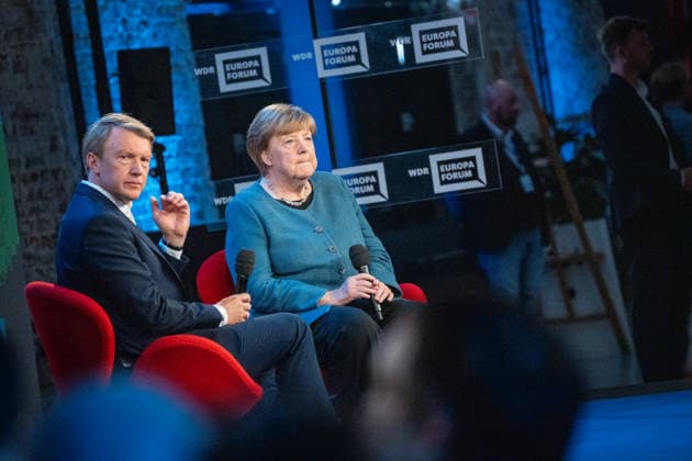 Bundeskanzlerin a.D. Angela Merkel beim WDR Europaforum im Rahmen der re:publica 2026, im Gespräch mit Markus Preiß, Studioleiter und Chefredakteur Fernsehen, ARD‘Hauptstadtstudio;Digitalkonferenz re:publica 2026 in Berlin, Berlin Berlin Deutschland Eventlocation STATION