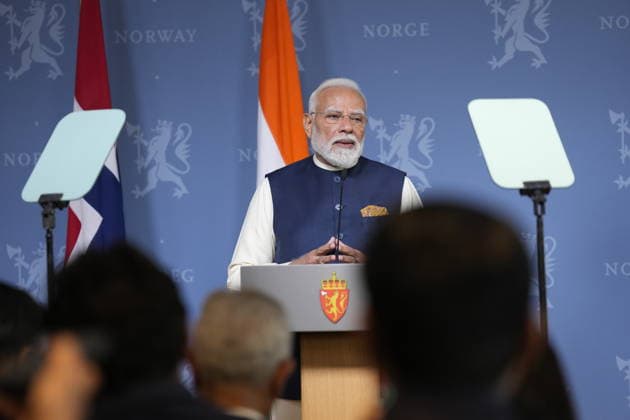 Indias statsminister Narendra Modi besoker Norge Oslo, Norge 20260518. Statsminister Jonas Gahr Store tar imot Indias statsminister Narendra Modi i regjeringens representasjonsanlegg i Oslo. Foto: Fredrik Varfjell NTB POOL Oslo Norge e44DNAPDwYc EDITORIAL USE ONLY Ref:_POLe44DNAPDwYc.jpg Copyright: xFredrikxVarfjellx xNTBx
