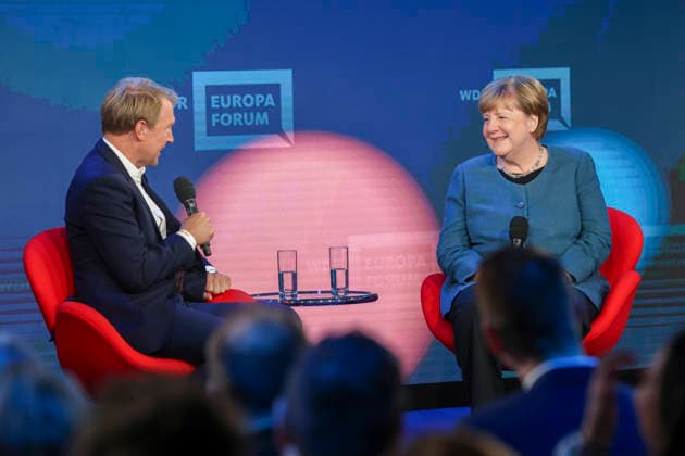 Angela Merkel, Bundeskanzlerin a.D. und Markus Preiss beim WDR Europaforum auf der Re:publica Digitalmesse unter dem Motto Never Gonna Give You Up eröffnet in The Station am 18.05.26 in Berlin Angela Merkel spricht auf der Re:publica 2026 in Berlin