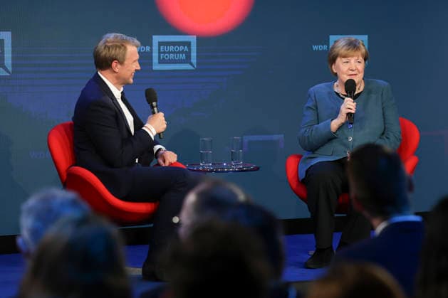 Angela Merkel, Bundeskanzlerin a.D. und Markus Preiss beim WDR Europaforum auf der Re:publica Digitalmesse unter dem Motto Never Gonna Give You Up eröffnet in The Station am 18.05.26 in Berlin Angela Merkel spricht auf der Re:publica 2026 in Berlin