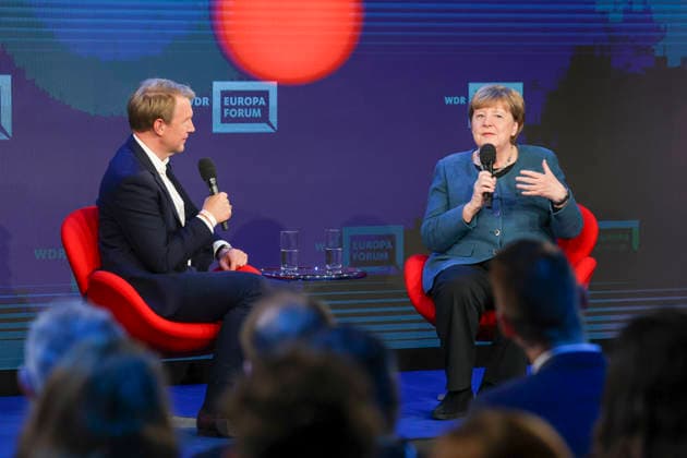 Angela Merkel, Bundeskanzlerin a.D. und Markus Preiss beim WDR Europaforum auf der Re:publica Digitalmesse unter dem Motto Never Gonna Give You Up eröffnet in The Station am 18.05.26 in Berlin Angela Merkel spricht auf der Re:publica 2026 in Berlin