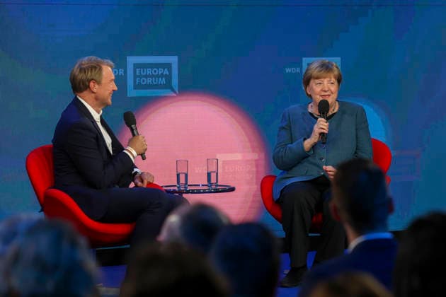 Angela Merkel, Bundeskanzlerin a.D. und Markus Preiss beim WDR Europaforum auf der Re:publica Digitalmesse unter dem Motto Never Gonna Give You Up eröffnet in The Station am 18.05.26 in Berlin Angela Merkel spricht auf der Re:publica 2026 in Berlin