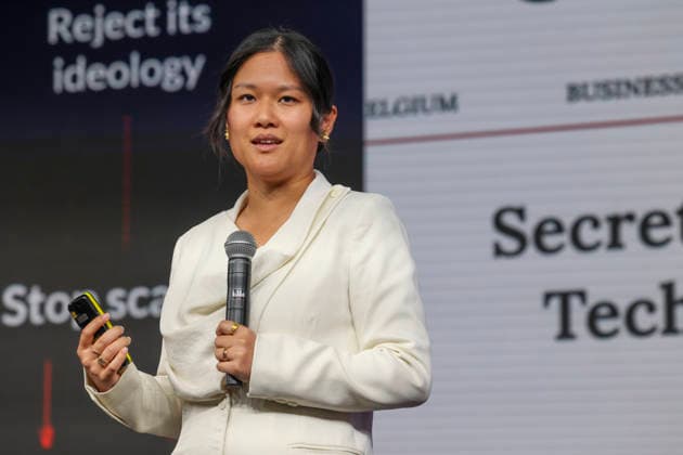 Karen Hao auf der Re:publica Digitalmesse unter dem Motto Never Gonna Give You Up eröffnet in The Station am 18.05.26 in Berlin Angela Merkel spricht auf der Re:publica 2026 in Berlin