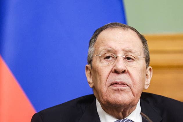 RUSSIA, MOSCOW - MAY 18, 2026: Russia s Foreign Minister Sergei Lavrov during a press conference following a meeting with Simeon Oyono Esono Angue, Minister of Foreign Affairs, International Cooperation, and Diaspora of Equatorial Guinea, at the Reception House of the Russian Foreign Ministry. Mikhail Sinitsyn TASS  92680588