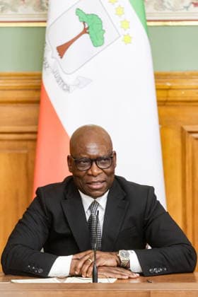 RUSSIA, MOSCOW - MAY 18, 2026: Simeon Oyono Esono Angue, Minister of Foreign Affairs, International Cooperation, and Diaspora of Equatorial Guinea, during a press conference following a meeting with Russia s Foreign Minister Sergei Lavrov at the Reception House of the Russian Foreign Ministry Moscow Russia  - ZUMAt113 20260518_zaa_t113_098 Copyright: xMikhailxSinitsynx