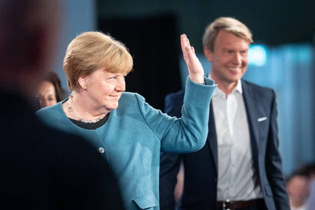 Bundeskanzlerin a.D. Angela Merkel beim WDR Europaforum im Rahmen der re:publica 2026, mit Markus Preiß, Studioleiter und Chefredakteur Fernsehen, ARD‘Hauptstadtstudio, im Hintergrund;Digitalkonferenz re:publica 2026 in Berlin, Berlin Berlin Deutschland Eventlocation STATION