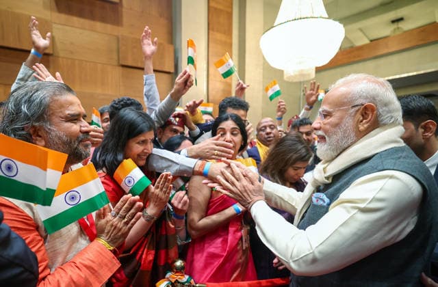RECORD DATE NOT STATED PM Modi arrives in Norway Oslo Norway , May 18 (ANI): Prime Minister Narendra Modi receives a warm welcome from the members of Indian diaspora, in Oslo on Monday. (DPR PMO ANI Photo) Oslo Norway Copyright: xANIx ANI_20260518229