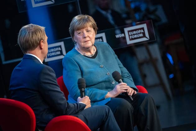 Bundeskanzlerin a.D. Angela Merkel beim WDR Europaforum im Rahmen der re:publica 2026, im Gespräch mit Markus Preiß, Studioleiter und Chefredakteur Fernsehen, ARD‘Hauptstadtstudio;Digitalkonferenz re:publica 2026 in Berlin, Berlin Berlin Deutschland Eventlocation STATION