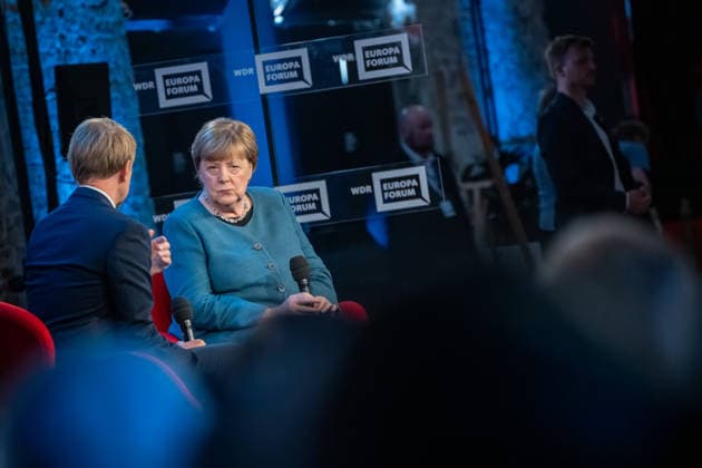 Bundeskanzlerin a.D. Angela Merkel beim WDR Europaforum im Rahmen der re:publica 2026, im Gespräch mit Markus Preiß, Studioleiter und Chefredakteur Fernsehen, ARD‘Hauptstadtstudio;Digitalkonferenz re:publica 2026 in Berlin, Berlin Berlin Deutschland Eventlocation STATION