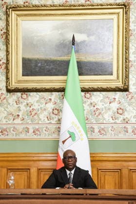 RUSSIA, MOSCOW - MAY 18, 2026: Simeon Oyono Esono Angue, Minister of Foreign Affairs, International Cooperation, and Diaspora of Equatorial Guinea, during a press conference following a meeting with Russia s Foreign Minister Sergei Lavrov at the Reception House of the Russian Foreign Ministry. Mikhail Sinitsyn TASS  92679951