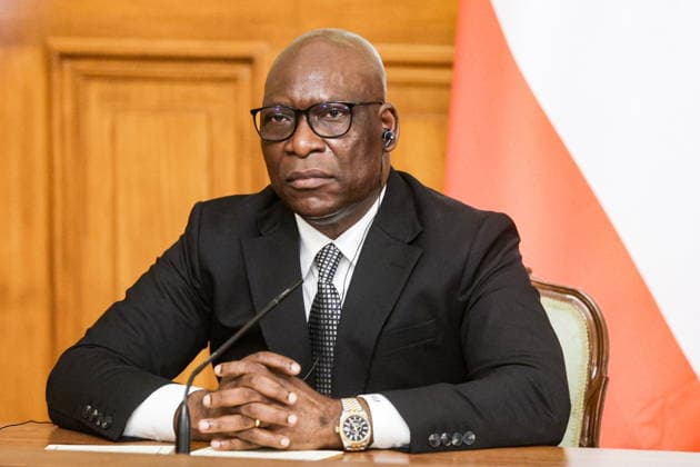 RUSSIA, MOSCOW - MAY 18, 2026: Simeon Oyono Esono Angue, Minister of Foreign Affairs, International Cooperation, and Diaspora of Equatorial Guinea, during a press conference following a meeting with Russia s Foreign Minister Sergei Lavrov at the Reception House of the Russian Foreign Ministry Moscow Russia  - ZUMAt113 20260518_zaa_t113_236 Copyright: xMikhailxSinitsynx
