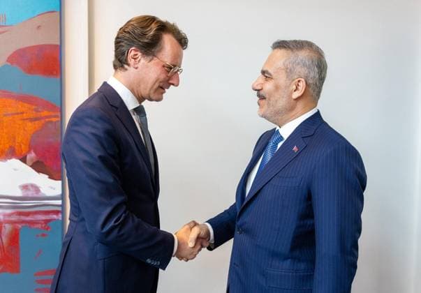 Fidan - Wust meeting in Berlin BERLIN, GERMANY - MAY 18: Turkish Foreign Minister Hakan Fidan (R) meets with Minister-President of North Rhine-Westphalia Hendrik Wust (L) as part of his visit to Berlin, Germany, on May 18, 2026. Murat Gok Anadolu Berlin Germany. Editorial use only. Please get in touch for any other usage.  Copyright: x2026xAnadoluxMuratxGokx