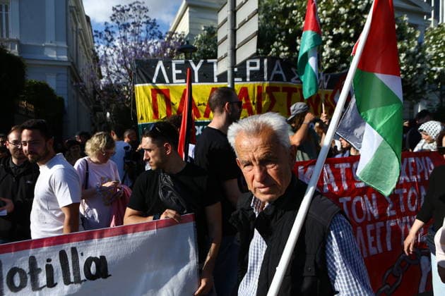May 18, 2026, Athens, Greece: Supporters of Global Sumud Flotilla protest outside the Greek Ministry of Foreign Affairs against Israeli attack on flotilla close to Cyprus. Athens Greece  - ZUMAv62_ 20260518_zaf_v62_017 Copyright: xAristidisxVafeiadakisx