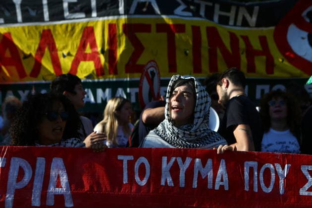 May 18, 2026, Athens, Greece: Supporters of Global Sumud Flotilla protest outside the Greek Ministry of Foreign Affairs against Israeli attack on flotilla close to Cyprus. Athens Greece  - ZUMAv62_ 20260518_zaf_v62_019 Copyright: xAristidisxVafeiadakisx