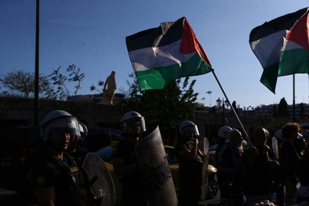 May 18, 2026, Athens, Greece: Supporters of Global Sumud Flotilla protest outside the Greek Ministry of Foreign Affairs against Israeli attack on flotilla close to Cyprus. Athens Greece  - ZUMAv62_ 20260518_zaf_v62_028 Copyright: xAristidisxVafeiadakisx