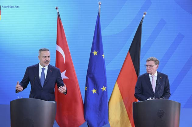 Hakan Fidan - Johann Wadephul meeting in Berlin BERLIN, GERMANY - MAY 18: Turkish Foreign Minister Hakan Fidan and German Foreign Minister Johann Wadephul hold a joint press conferen after their meeting in Berlin, Germany on May 18, 2026. Halil Sagirkaya Anadolu Berlin Germany. Editorial use only. Please get in touch for any other usage.  Copyright: x2026xAnadoluxHalilxSagirkayax