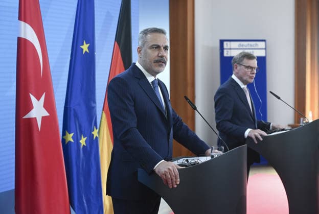 Hakan Fidan - Johann Wadephul meeting in Berlin BERLIN, GERMANY - MAY 18: Turkish Foreign Minister Hakan Fidan and German Foreign Minister Johann Wadephul hold a joint press conferen after their meeting in Berlin, Germany on May 18, 2026. Halil Sagirkaya Anadolu Berlin Germany. Editorial use only. Please get in touch for any other usage.  Copyright: x2026xAnadoluxHalilxSagirkayax