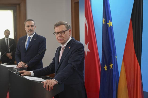 Hakan Fidan - Johann Wadephul meeting in Berlin BERLIN, GERMANY - MAY 18: Turkish Foreign Minister Hakan Fidan and German Foreign Minister Johann Wadephul hold a joint press conferen after their meeting in Berlin, Germany on May 18, 2026. Halil Sagirkaya Anadolu Berlin Germany. Editorial use only. Please get in touch for any other usage.  Copyright: x2026xAnadoluxHalilxSagirkayax