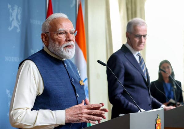 RECORD DATE NOT STATED Joint press statement between India and Norway Oslo Norway , May 18 (ANI): Prime Minister Narendra Modi speaks at the joint press statement with Prime Minister of Norway, Jonas Gahr Store (unseen), in Oslo on Monday. (@narendramodi X ANI Photo) Oslo Norway Copyright: xANIx ANI_20260518533