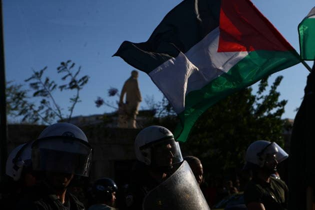 May 18, 2026, Athens, Greece: Supporters of Global Sumud Flotilla protest outside the Greek Ministry of Foreign Affairs against Israeli attack on flotilla close to Cyprus. Athens Greece - ZUMAv62_ 20260518_zaf_v62_029 Copyright: xAristidisxVafeiadakisx